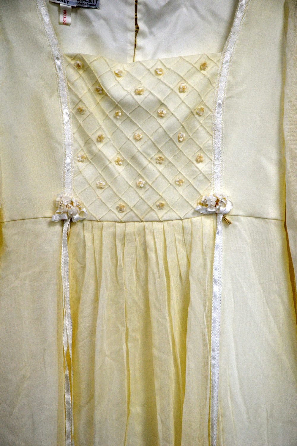 Patricia Miller for Liberty cream dress the cotton bodice with flower head applied motifs and - Image 3 of 4