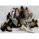 Collection of vintage shoes including pair of Prada black suede shoes with buckle detail to front, 3