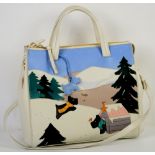 Radley signature bag cream background At Home in the Snow with dust bag and purse and original tag