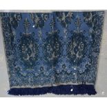 2 Mulberry throws cotton and wool mix Jacquard woven in blue approx 248cm x148cm plus fringe