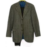 Gentleman's vintage fashion - Daks tweed wool jacket in green 104cm underarm, a wool brown tweed