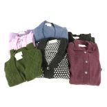 Collection of 7 Marion Foale knitwear in black and white, aubergine, black, blue, olive green and