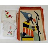 7 modern Egyptian wall linen hangings of Egyptian High Priests 110cm x 46cm embroidered items, in