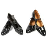 1920s/30s black leather Mary Jane shoes Delta unworn, marked size 6 and another pair with lace