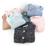Collection of 7 Marion Foale knitwear jumpers and cardigans in pastel pinks and blues and black