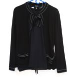 Chanel twin set and trousers labelled Chanel uniform in black cardigan with double pockets with