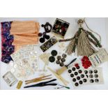 Vintage accessories to include a large quantity of vintage buttons including paste and mother of