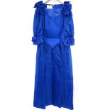 Emanuel Royal blue gauze ball gown with flattering pointed waist puff gathered sleeves with floral
