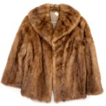 Vintage light brown mink short jacket approx size 14, brown long faux fur coat and a medium black
