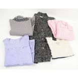 Collection of Marion A Foale knitwear in cotton and wool in black and white, cream and navy pink