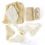 Small quantity of Brussels lace comprising collar handkerchief and sleeveless short blouse