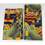 A pair of Liberty linen mix curtains in Bauhaus pattern in bold colours 136cm x 114cm Good condition