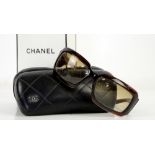 Chanel sunglasses with mother of pearl crossed C’s in hard case and with card and carrier bag