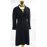 Chanel black and navy boucle tweed long coat 2002 Autumn Collection with silk lining with Chanel and