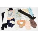Accessories - 6 gloves - Turquoise jersey long evening gloves, White jersey long evening gloves,