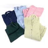 Collection of 5 Marion Foale knitwear in mixed fabrics - cotton chenille in colours powder blue,