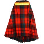 An Adult and 2 children's Kilts in red, blue and green check and childs leather Sporan 1930s Morning