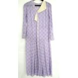 Pale lilac sheer cotton long sleeved drop waisted dress 1920s in good overall conditionsome areas of