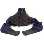 A Regency Military style Spencer Jacket in navy blue felt with military style frogging to bodice and
