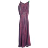 Red / blue lurex sleeveless full length evening dress & petticoat 1940s
