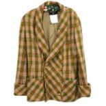 Chanel Boutique wool and cashmere loosely woven tweed jacket in greens, yellow and magenta with