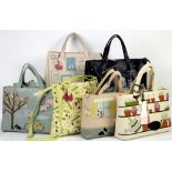 5 Radley signature handbags and 1 by Ciccia various themes including blue bike with purse and dust