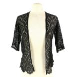 Black lace sleeveless bolero with peplum, black lace 3/4 sleeve jacket, Lilac silk shawl, long
