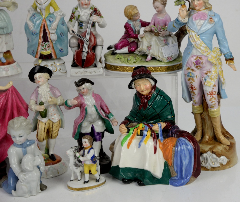 Large collection of various porcelain figurines, to include Royal Doulton ribbon seller, and ' - Image 2 of 4