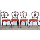 Set of four 20th century mahogany dining chairs on cabriole legs together with a Chippendale style