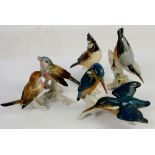 Four Karl Ens porcelain birds, to include figural group of two Kingfishers (4)