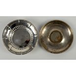 Coin set silver dish, B'ham 1971, and a pierced silver bon bon dish by WG Knight B'ham 1908