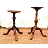Two mahogany 19th century wine tables on tripod bases