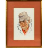 Pair of portraits of elderly men, wash on paper, both signed 'A. Hunter', 21 x 15cm (2)