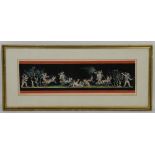 Francione Pompeii, Putti with stag drawn chariot, Watercolour, signed and inscribed, 11cm x 36cm,