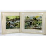 Sidney Wright, landscapes, pair of watercolours, signed 32cm x 40cm