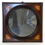 Early 20th century marquetry inlaid mahogany mirror, 41 x 41cm