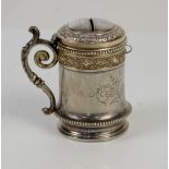 Silver money box in the form of a tankard with bright cut decoration, 800 standard