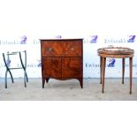19th century mahogany side cupboard 69H x 40D x 61W together with a 20th century tray top table