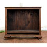19th century mahogany open bookcase with shelving on ogee bracket feet. 92H x 104W x 37D