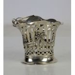 Swing handled Edwardian silver pierced basket with ribbon and bow decoration by Henry Matthews, B'