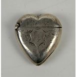 Victorian silver vesta case in the form of a heart, Birmingham 1899