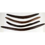 Collection of four Australian Aboriginal boomerangs, largest 95cm long