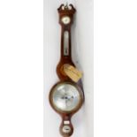 Inlaid mahogany banjo barometer signed Hudson & Son, Greenwich, H96cm