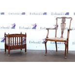 Early 20th century mahogany armchair with satinwood line inlay and cabriole front supports