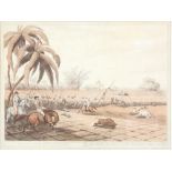 After Samuel Howitt, two handcoloured aquatints from the Oriental Field Sport Series, originally