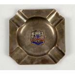 Shipping interest silver and enamel ashtray, S.S. Oronsay Liner and WWII troopship, torpedoed and