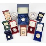 Collection of 11 enamel boxes, with original boxes, most with certificate, to include Halcyon