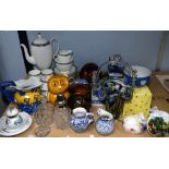 Murano glass basket, Wedgwood part coffee service, English chintz pattern service, Owls and sundry