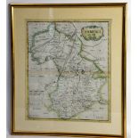 Hand-coloured map of Cambridgeshire by Sutton Nicholls, sold by Abel Swal and Aunsha, and John