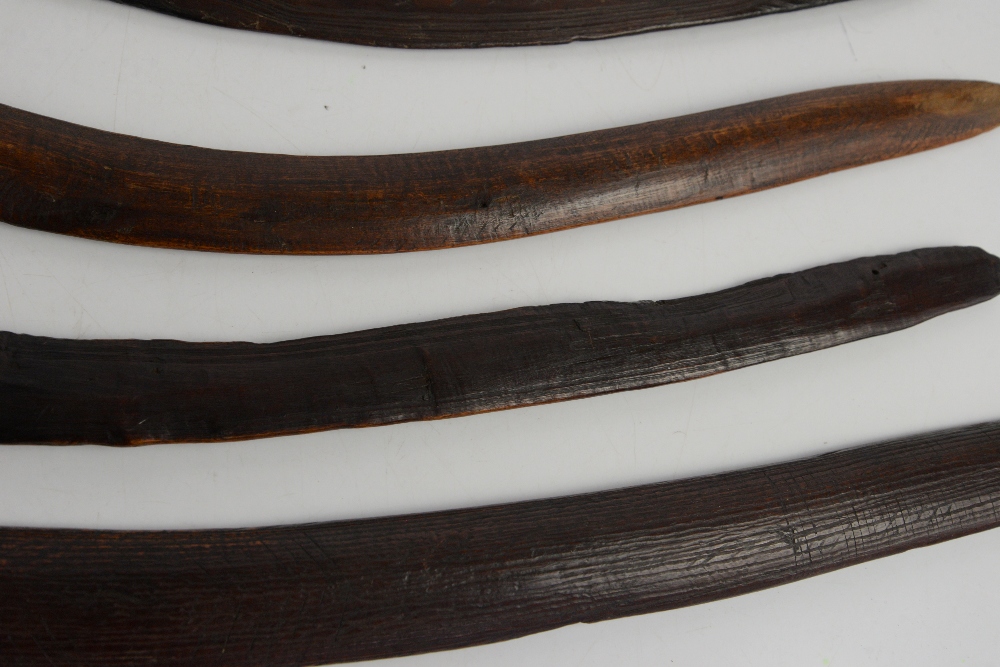 Collection of four Australian Aboriginal boomerangs, largest 95cm long - Image 2 of 2